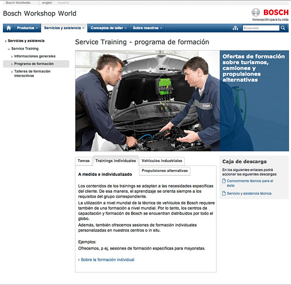 Nueva web de formación técnica de Bosch automóvil