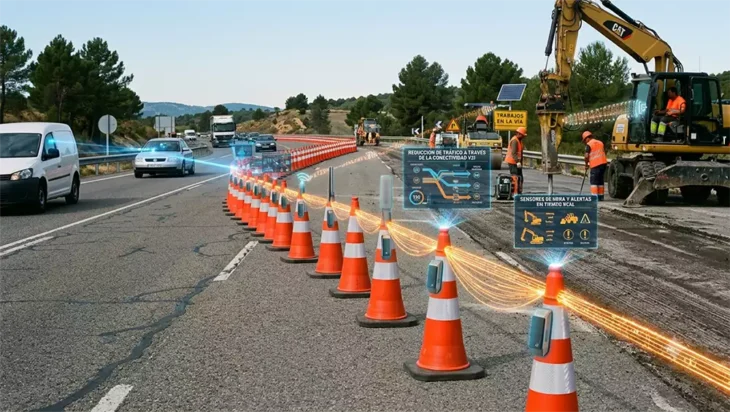 Balizas V16 y conos conectados: la tecnología que prepara la carretera para la conducción autónoma